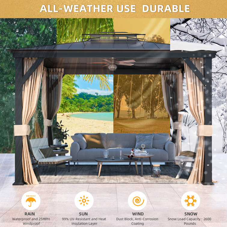 Kenyatta outdoor patio daybed canopy discount gazebo swing with mesh walls